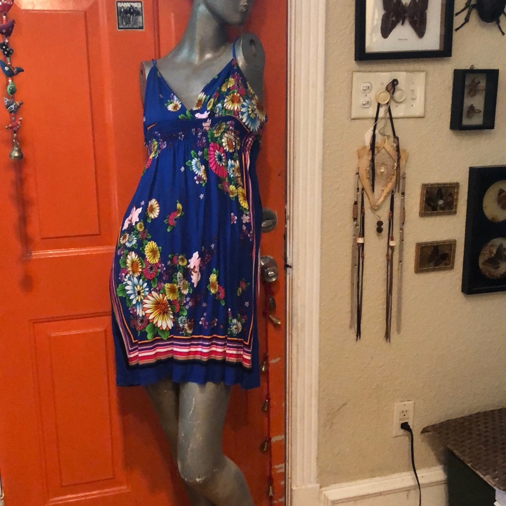 Blue floral mini dress